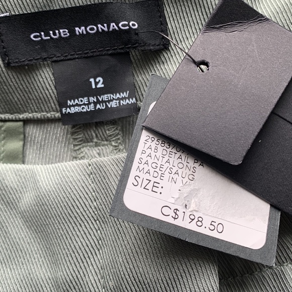 ❤️❤️❤️ Club Monaco Tab Detail Sage Pants size 12 ❤️❤️❤️ - Picture 5 of 6